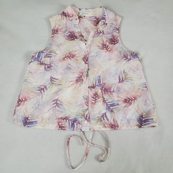 Anthropologie Cloth & Stone Linen Blend Top Womens Sz M Drawstring Bottom - Picture 1 of 7